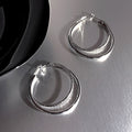 Light Luxury Alloy Double Layer Geometric Hoop Earrings With Silver Posts, Korean Minimalist Style view 4