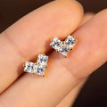 Gentle Minimalist Stud Earrings For Women, Heart And Square Geometric Daily Korean Jewelry view 2