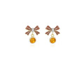 Vintage Luxury Enamel Bowknot Zircon Pearl Drop Studs Sweet Elegant Alloy Women Fashion Earrings view 5