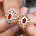 European American Two Tone Vintage Luxury Stud Earrings For Women Fashion Artistic Jewelry view 1