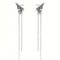 Korean Elegant Silver Alloy Butterfly Ear Clip Long Chain Tassel Luxury Fashion Women's Earrings view 5