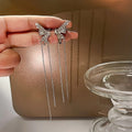 Korean Elegant Silver Alloy Butterfly Ear Clip Long Chain Tassel Luxury Fashion Women's Earrings view 4
