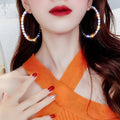 Women's Micro Pave Oversized Statement Hoop Earrings, Sweet Cool Bridal Dress Jewelry view 3