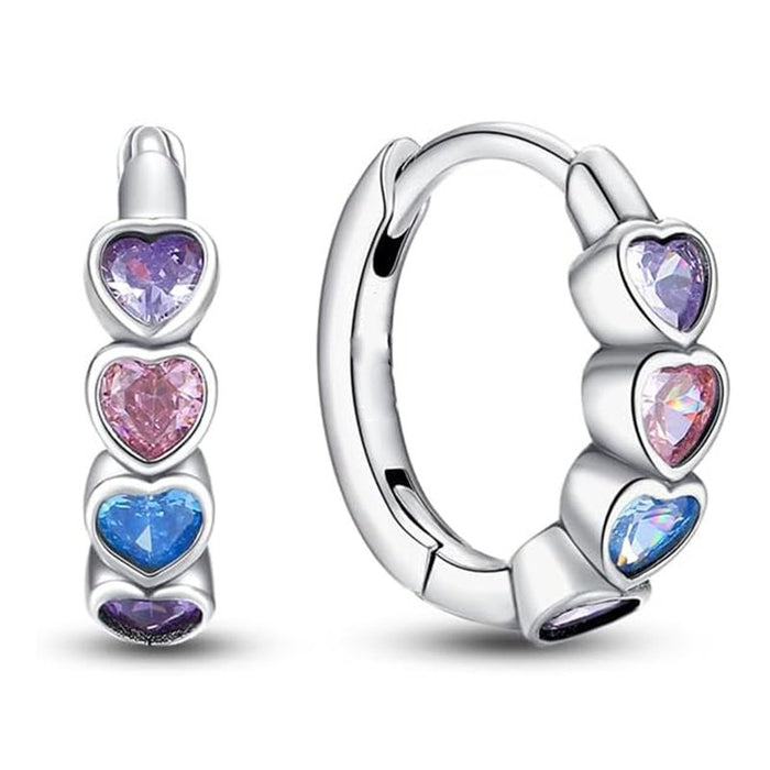 Cute Colorful Heart Zircon Earrings For Women, Sweet Fresh Daily Commuter Fashion Jewelry