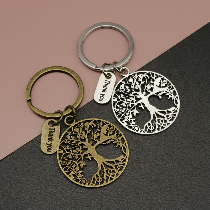 Metal Thankful Family Tree Keychain Teacher Appreciation Gift