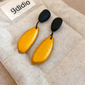 Chic Vintage Wooden Teardrop Stud Earrings With Irregular Oval Silver Pin Design view 4