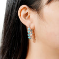 Retro Chinese Style Geometric Faux Turquoise Clip Earrings, Trendy Fashion Ear Jewelry view 3
