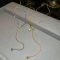 Gold Plated Copper Square Zircon Ball Adjustable Sweater Necklace Simple Geometric Style view 4