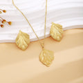 European American Heart Spiral Leaf Irregular Earrings Necklace Set, Light Luxury Metal Fashion Jewelry Set view 4