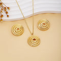 European American Heart Spiral Leaf Irregular Earrings Necklace Set, Light Luxury Metal Fashion Jewelry Set view 3