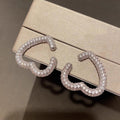 Electroplated Metal Open Heart Earrings For Women Full Rhinestone Princess Drop Jewelry view 5