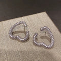 Electroplated Metal Open Heart Earrings For Women Full Rhinestone Princess Drop Jewelry view 2