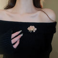 French 3D Floral Pearl Alloy Brooch, Light Luxury Fashion Lapel Pin Accessory view 4
