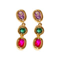Light Luxury Oval Colorful Zircon Copper Drop Earrings With Silver Posts view 5