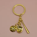 Metal Baseball Bat Glove Keychain Sports Gift – Antique Copper view 2