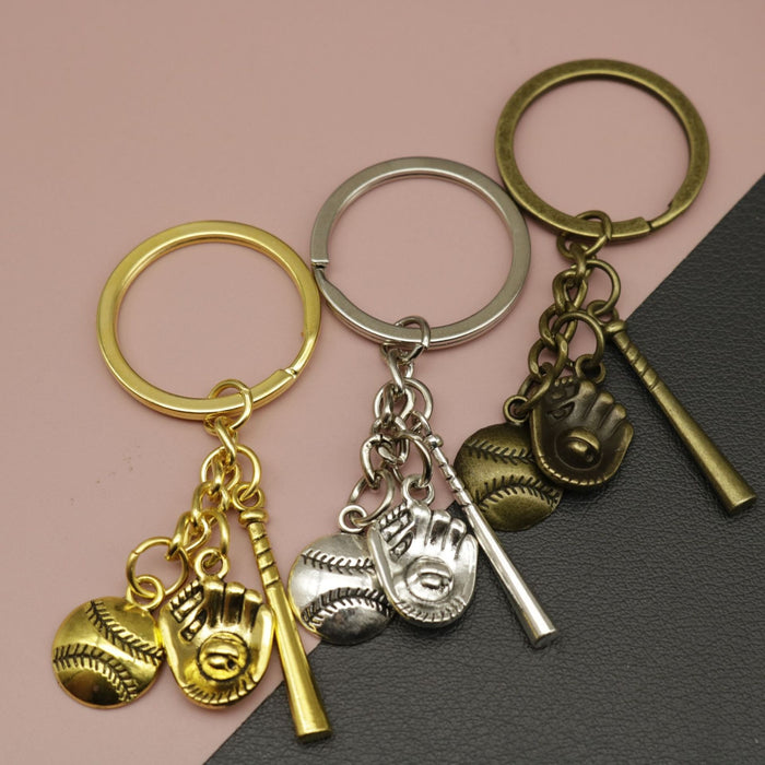 Metal Baseball Bat Glove Keychain Sports Gift – Antique Copper