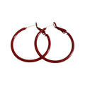 Minimalist Red Iron Hoop Earrings With Geometric Round Design, Light Luxury Fall Winter Style view 5