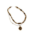 Gold Plated Tiger Eye Beaded Necklace, Light Luxury Geometric Round Square Choker view 5