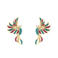 Ethnic Colorful Lucky Bird Stud Earrings For Women, Elegant Micro Inlaid Enamel Metal Jewelry view 5