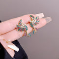 Ethnic Colorful Lucky Bird Stud Earrings For Women, Elegant Micro Inlaid Enamel Metal Jewelry view 3