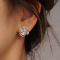 Floral Flower Stud Earrings For Women With Micro Paved Zircon, Pastoral Fashion Jewelry view 3