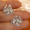 Floral Flower Stud Earrings For Women With Micro Paved Zircon, Pastoral Fashion Jewelry view 2