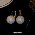 Light Luxury Alloy Rhinestone Ball Earrings For Women, Geometric Sparkling Ear Cuff Design view 4