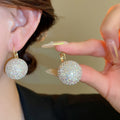 Light Luxury Alloy Rhinestone Ball Earrings For Women, Geometric Sparkling Ear Cuff Design view 1