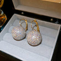Light Luxury Alloy Rhinestone Ball Earrings For Women, Geometric Sparkling Ear Cuff Design view 2