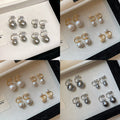 French Chic 925 Silver Pearl Round Geometric Clip-on Earrings For Non-Pierced Ears view 2