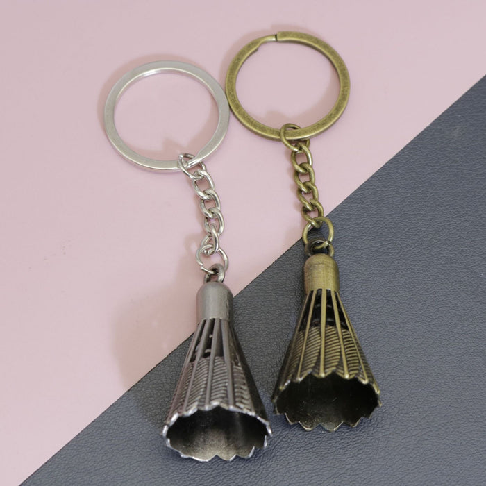 Zinc Alloy Badminton Keychain Sports Bag Charm Key Ring
