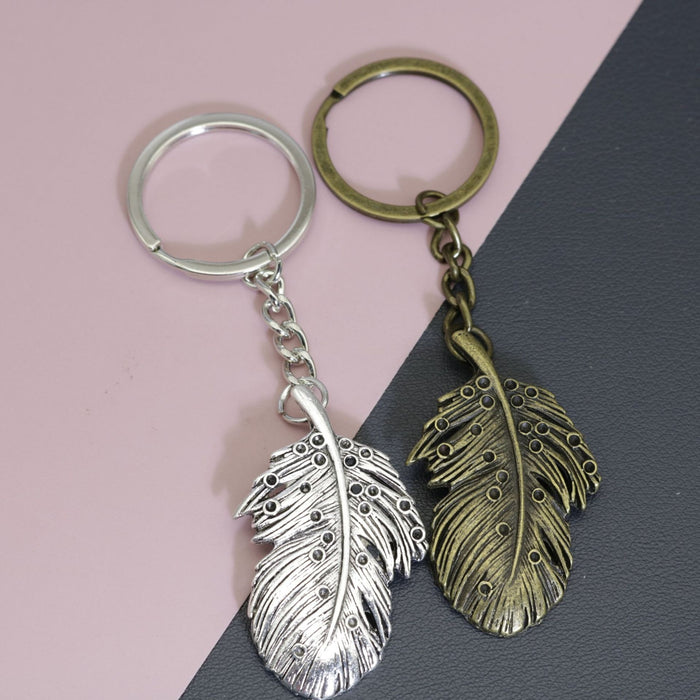 Metal Hollow Feather Keychain Boho Bag Charm Gift