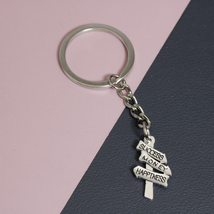 Zinc Alloy Minimal Street Sign Keychain Bag Charm Gift