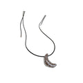 Geometric Alloy Croissant Pendant Adjustable Leather Cord Long Sweater Necklace For Women view 5