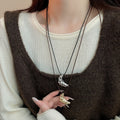 Geometric Alloy Croissant Pendant Adjustable Leather Cord Long Sweater Necklace For Women view 1