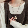Geometric Alloy Croissant Pendant Adjustable Leather Cord Long Sweater Necklace For Women view 4