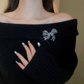 Sparkling Zircon Bow Brooch Copper French Light Luxury Fashion Clothing Accessory view 3