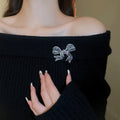 Sparkling Zircon Bow Brooch Copper French Light Luxury Fashion Clothing Accessory view 1