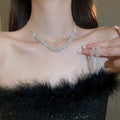 Statement Copper Rhinestone Geometric Line Necklace Jewelry Set For Women view 3