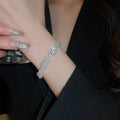 Statement Copper Rhinestone Geometric Line Necklace Jewelry Set For Women view 4