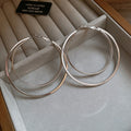 Double Layer Iron Round Hoop Earrings Minimalist Geometric Statement Light Luxury Style view 1