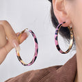 Light Luxury Leopard Print Leather Hoop Earrings With Silver Needle Posts For Women view 2