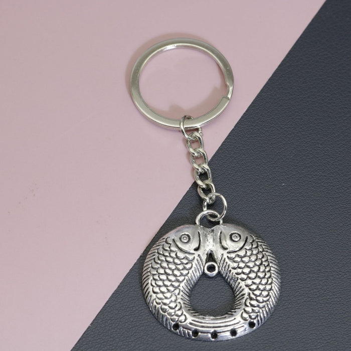 Zinc Alloy Simple Double Fish Keychain Key Ring Gift