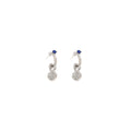 Elegant Blue Zircon Earth Pendant Silver Needle Hoop Drop Earrings view 5