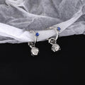 Elegant Blue Zircon Earth Pendant Silver Needle Hoop Drop Earrings view 1