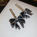 Chic Alloy Bow Drop Earrings With Zirconia Accents And Silver Needle Posts view 2