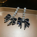 Chic Alloy Bow Drop Earrings With Zirconia Accents And Silver Needle Posts view 4