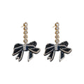 Chic Alloy Bow Drop Earrings With Zirconia Accents And Silver Needle Posts view 5