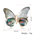 Gold Tone Silver Tone Butterfly Shell Metal Brooch Pin view 3
