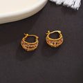 Luxury Gold Tone Alloy Basket Arc Hoop Huggies With Champagne Rhinestone Crystal Rows For Women Earrings view 4